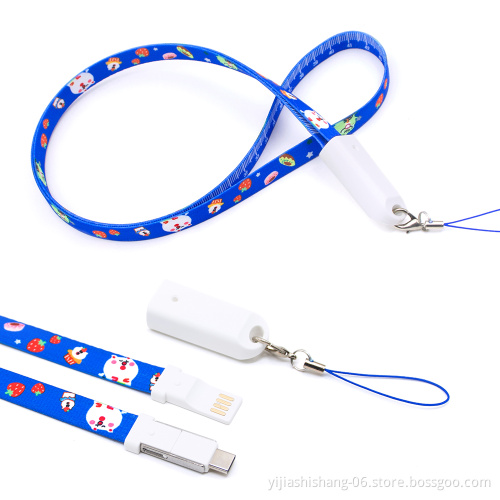 Yj FASHION Lanyard 3 in 1 Charging Cable for iOS & Micro usb & Type C 1/2/3 meter micro usb 3.0 fast charging data cable